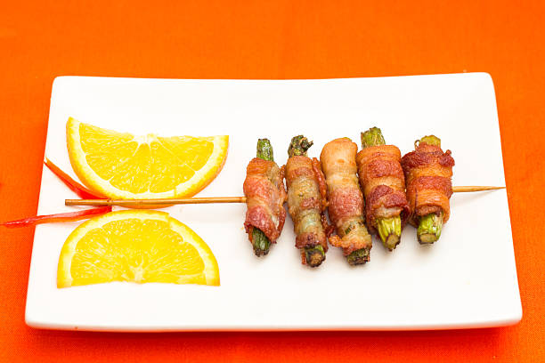 Bacon-Wrapped Asparagus Skewers with Orange Slices