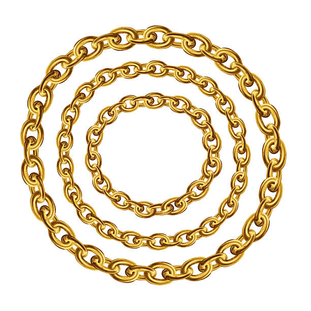istock Golden chain round border frame. Wreath gold circle shape. Jewellery bracelet. 2242864288