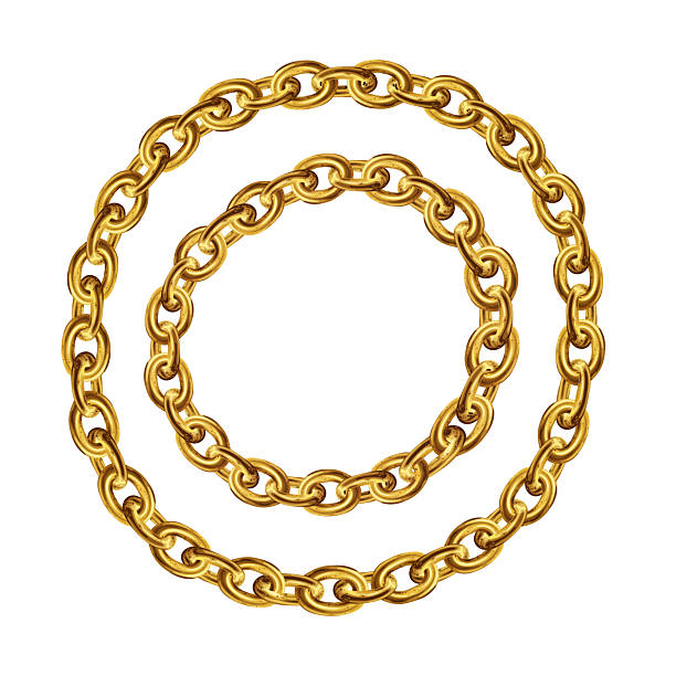 istock Golden chain round border frame. Wreath gold circle shape. Jewellery bracelet. 2242864351