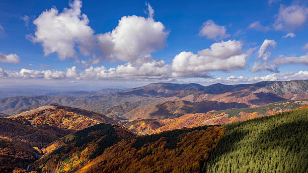 istock Autumn mountain landscape with colorful forest and blue sky 2242870621