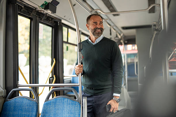 istock Businessman traveling by bus 2242870930