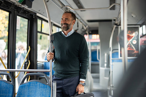 istock Businessman traveling by bus 2242870943