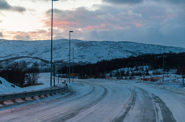 BodÃ¸, Norway - January 1, 2023. A beautiful norwegian snowlandscape in the mountains near Bodo, in winter.