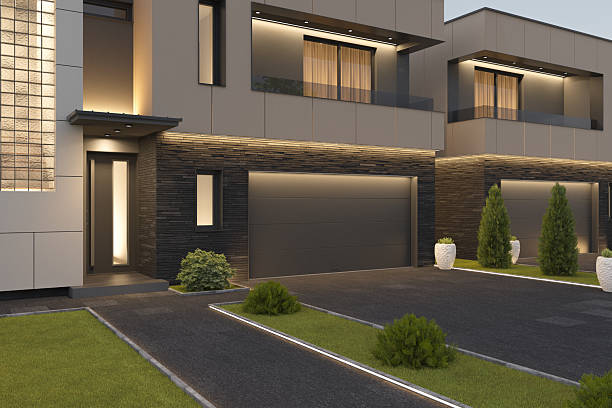 istock Modern Duplex Villa Exterior at Sunrise 2242883761