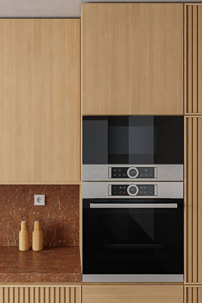 istock Luxury Kitchen Interior Close-up with Pine Wood and Red Marble Accents 2242887603