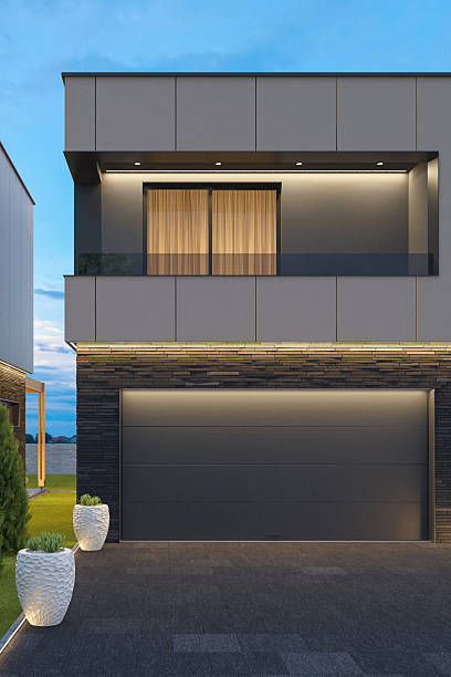 istock Luxury Two-Story Villa with Modern Architectural Design at Dusk 2242892411