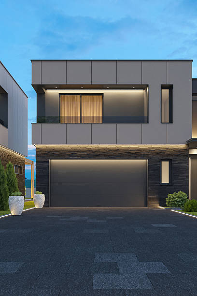 istock Luxury Two-Story Villa with Modern Architectural Design at Dusk 2242892561