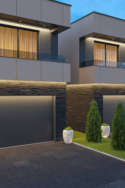 istock Luxury Two-Story Villa with Modern Architectural Design at Dusk 2242892904