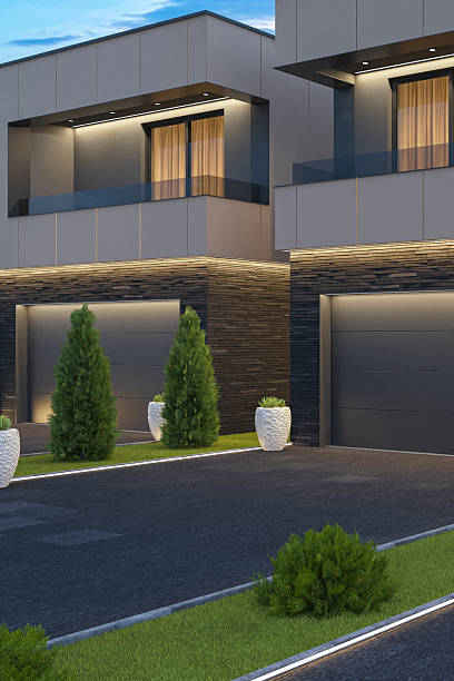 istock Luxury Two-Story Villa with Modern Architectural Design at Dusk 2242892990