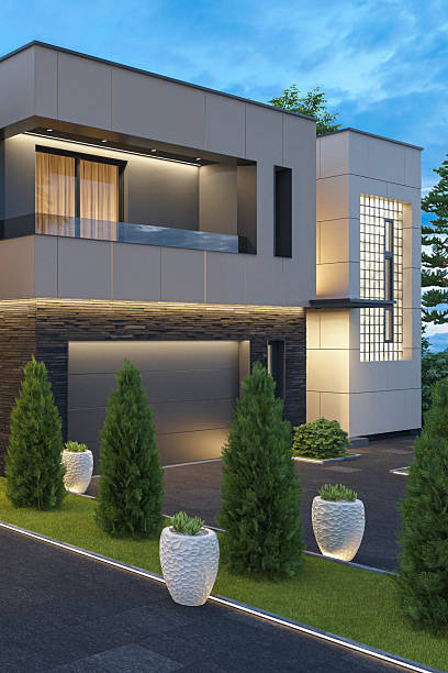 istock Luxury Two-Story Villa with Modern Architectural Design at Dusk 2242892991