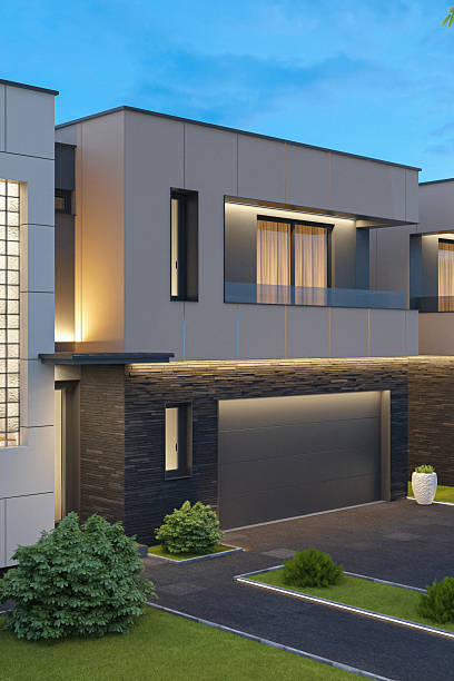 istock Luxury Two-Story Villa with Modern Architectural Design at Dusk 2242893585