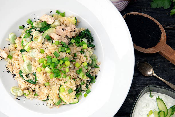 istock Risotto with Broccoli and Herbs in White Bowl 2242904059