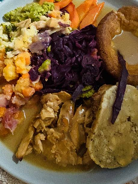 Traditional British roast dinner at home