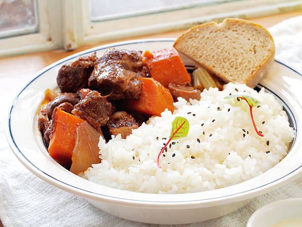 istock Red wine braised beef ribs with rice 2242917604