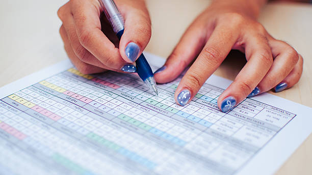 istock Office spreadsheet management data entry and organization skills in a close-up indoor environment 2242931223