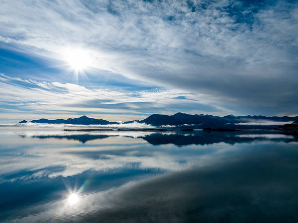 The clound and reflection in mirror like sea water, Iceland