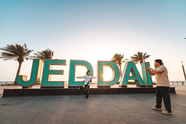 istock Content Tourists Enjoying Photo Opportunity at Jeddah Corniche 2242938608