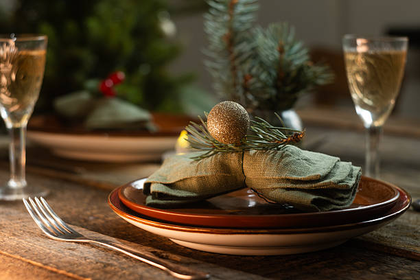 istock Christmas table setting. Seasonal festive table decor. 2242939468