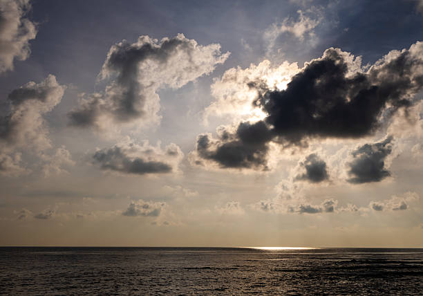 dramatic sky and sea seascape at sunset or sunrise