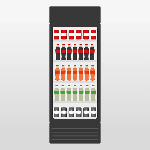 istock Refrigerator with drinks, sweet water, mineral water icon, vector, illustration, symbol 2242952369