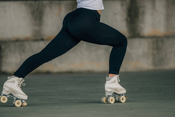 skater training with skates outdoors