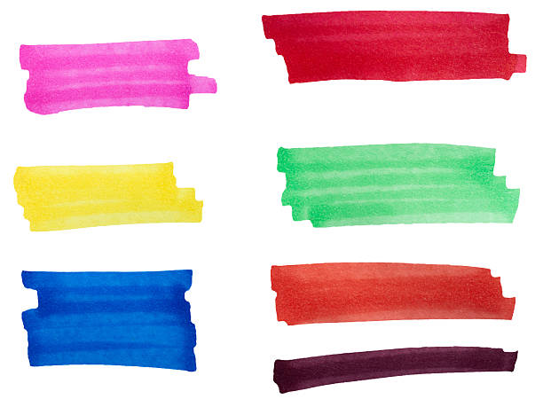 istock Hand drawn colorful marker brush strokes set, abstract ink highlight banners collection for underline, text background, emphasis 2242955117