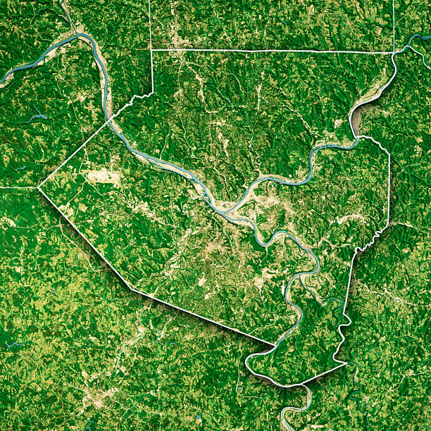 istock Allegheny County PA Satellite Topographic Map 3D Render Color Border 2242959499