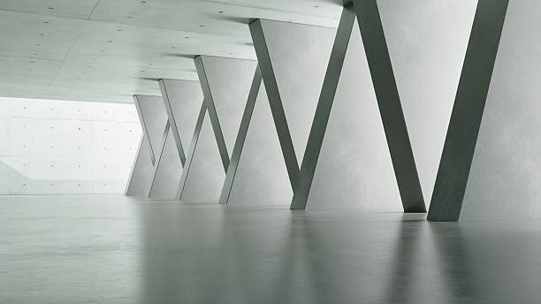 istock 3d render of abstract concrete architecture background, Minimal geometry architectural design, Car presentation backdrop with empty concrete floor and wall 2242968043