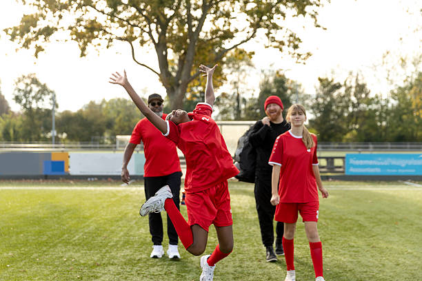 istock Fathers and daughters at soccer training 2242970592