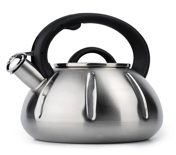 istock Metal tea pot for gas stove isolated on white 2242974103