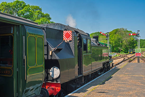 istock Old heritage steam locomotive railway engine at station platform 2242981908