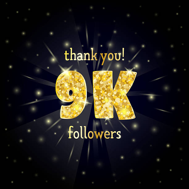 istock Vector illustration of  gold design for a thank you 9K followers. 2242984171