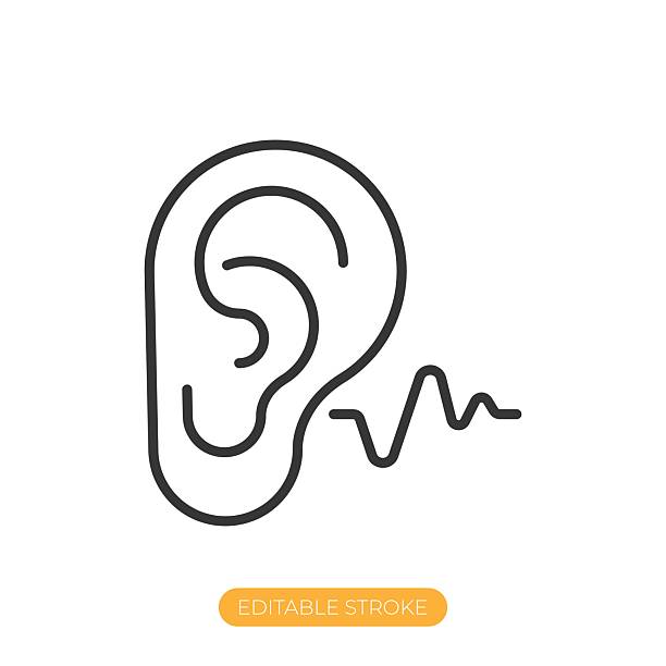 Listening icon. Editable stroke thin line icon Listening icon. Editable stroke thin line icon assistive technology stock illustrations