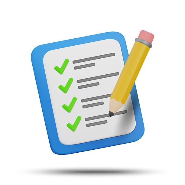 istock 3D illustration vector render icon simple style. Colorful checklist sheet of paper with check mark and pencil isolated on white background. Planning, management, note taking concept. 2242993277