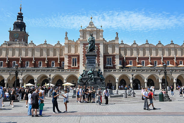 Cracow, Poland - 7 June 2025: view at the main square of Cracow on Poland