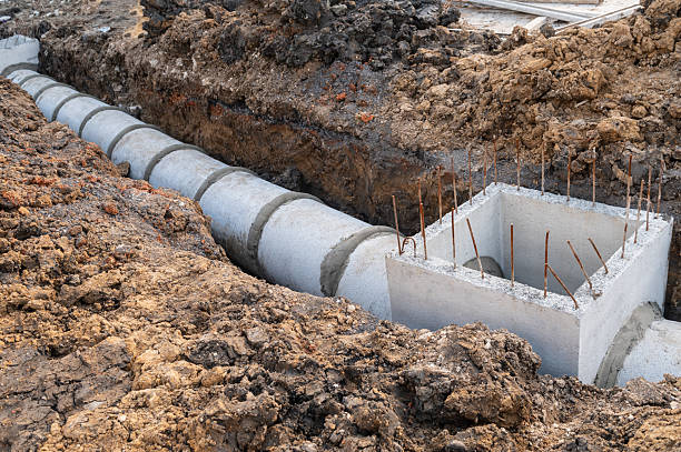 istock Installed concrete pipe of the large drainage system 2242996942