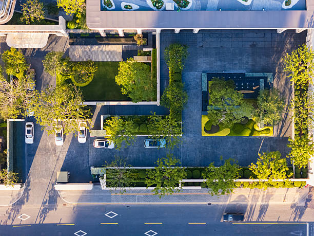 Aerial view of courtyard greening