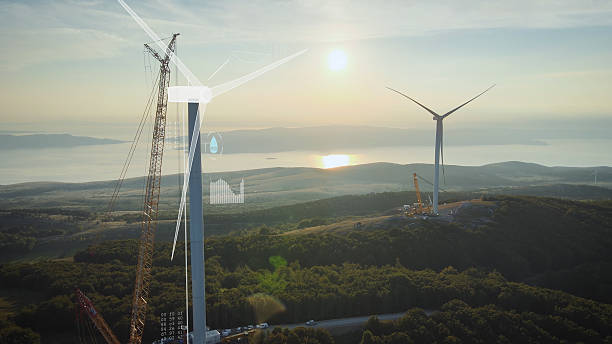 Proposed design of a windmill on a open space. Digital graphic design