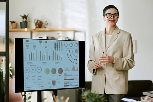 istock Middle Aged Woman Presenting Business Analytics Data in Office 2243001554