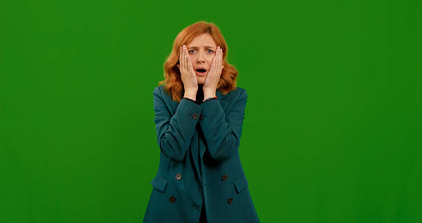 istock Woman expresses different gestures with excitement and surprise 2243006454