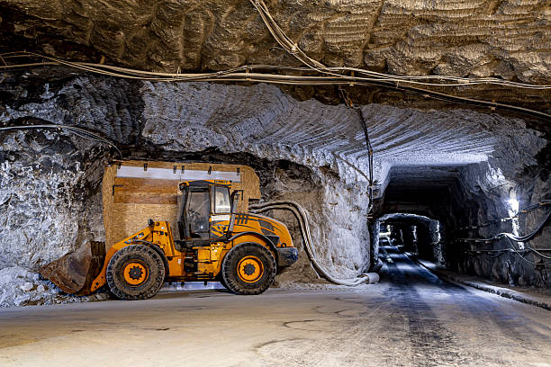 Praid, Harghita, Romania-June 19: Equipment in the operating area of the Praid salt mine
