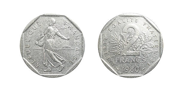 istock 2 French Francs coin from 1980 2243012460