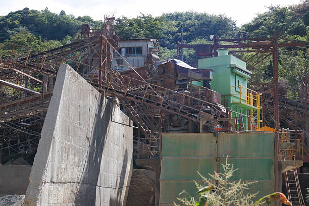 A mechanical quarry in the mountains