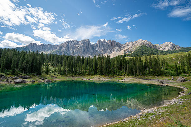 istock Lago di Carezza (Karersee) emerald lake with Latemar mountains, Dolomites, Italy 2243024082