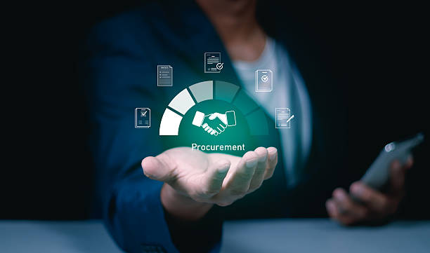 istock Procurement digital interface with handshake icon on businessman hand, symbolizing contract agreement, document workflow, and smart business solutions in modern supply chain systems. 2243030243