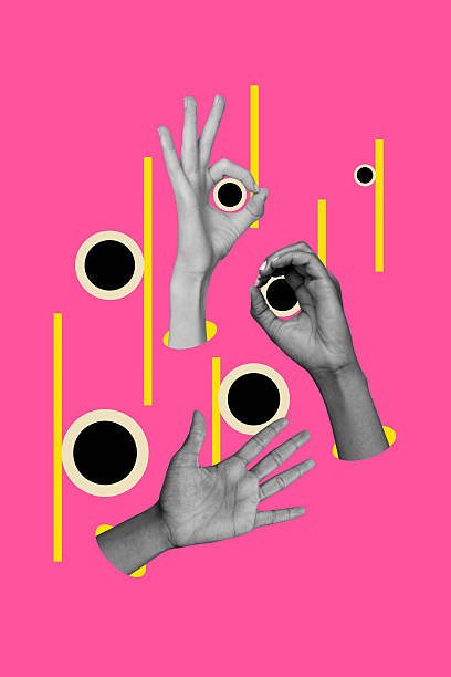 istock Creative retro 3d magazine collage image of hands show human eyeball stare third esoteric eyesight jewish control espionage 2243033167