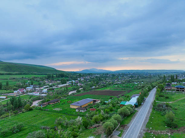 istock Village Outskirts and Fields at Dusk 2243035269
