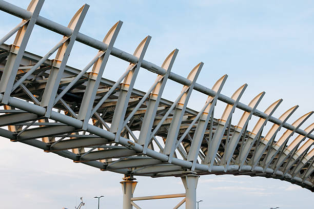 Modern steel bridge structure with geometric design