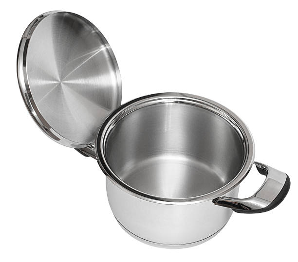 istock Stainless steel cooking pot with lid open 2243038937