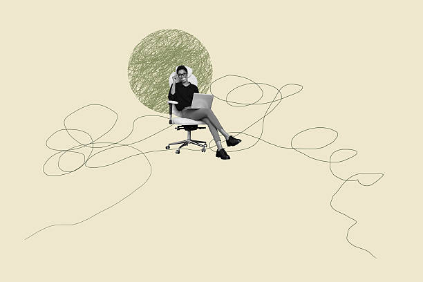 istock Whimsical collage with person on abstract doodle sketches entrepreneur imagination fun cartoon dance leisure rest emotion 2243040369